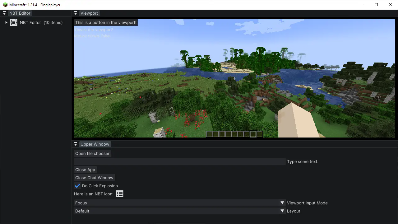 Example of an editor UI