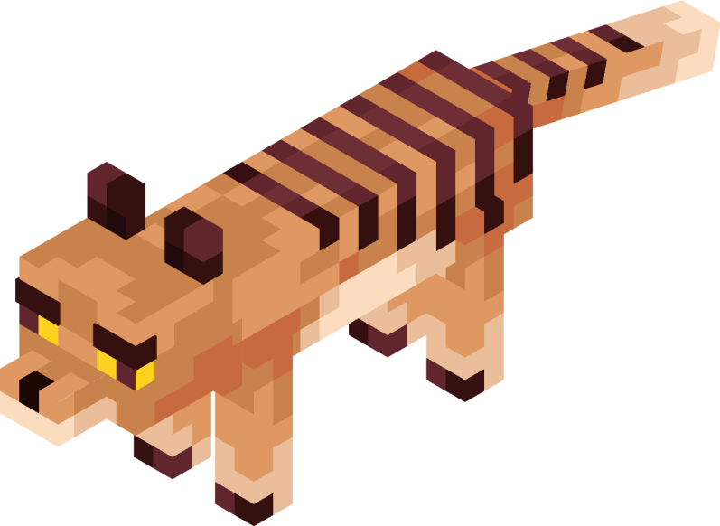 The Thylacine, a small orange dog-like creature with stripes along its back