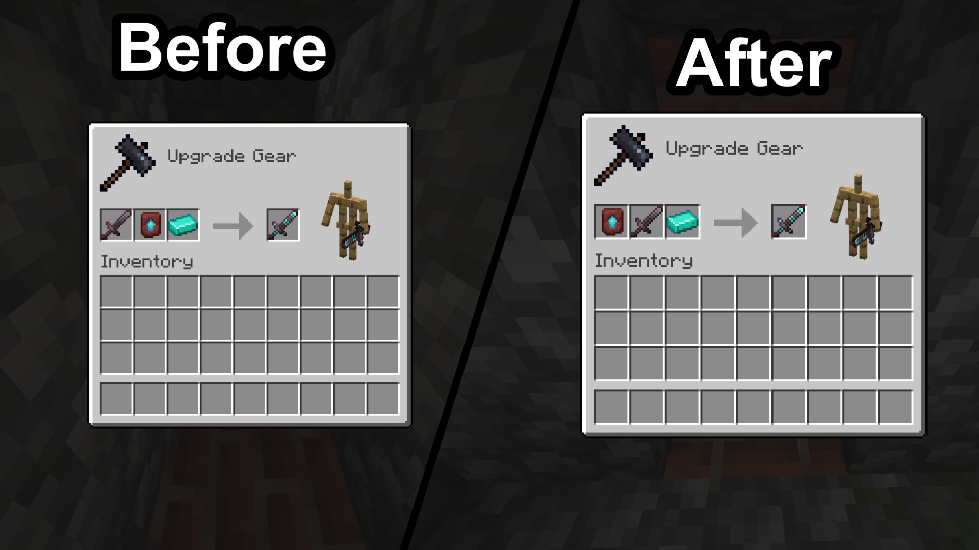 The Netherite sword and smithing template switch places that is accurate to the vanilla game.
