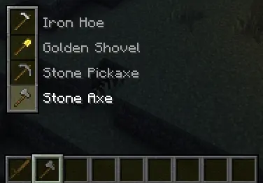 A display of different tools to select by scrolling