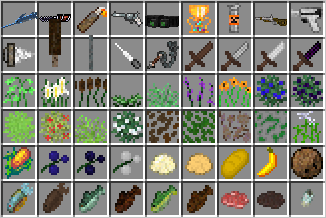 A menu full of various types of tools and items