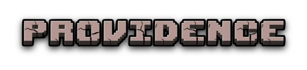 The Providence Logo written in the classic Minecraft font