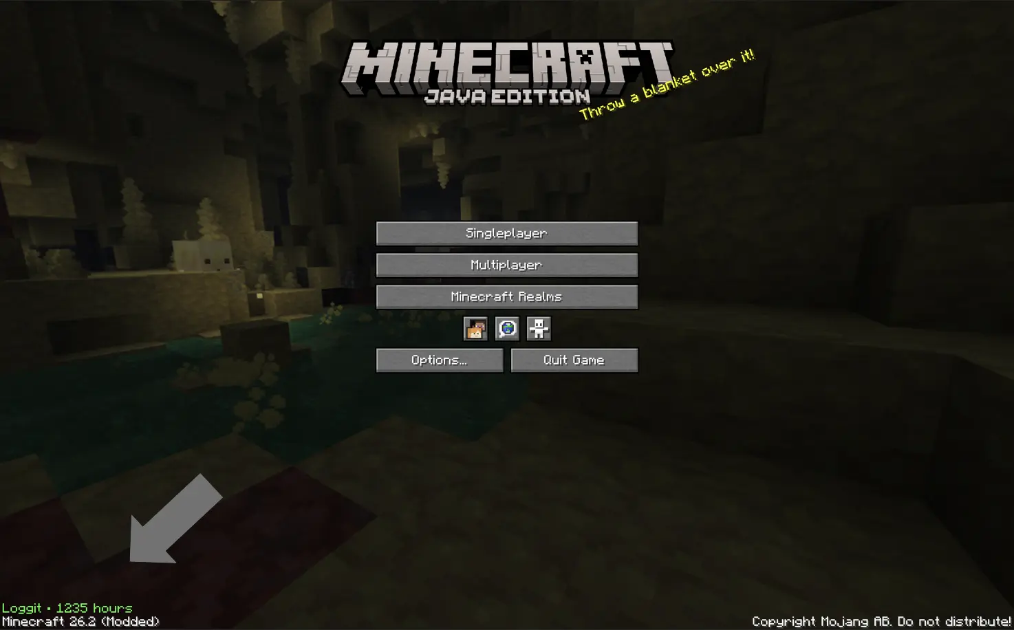 Image of the main page with an arrow showing where to click to open the Loggit menu.