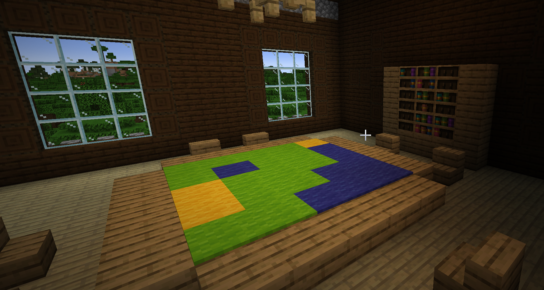 Mansion with chiseled bookshelf