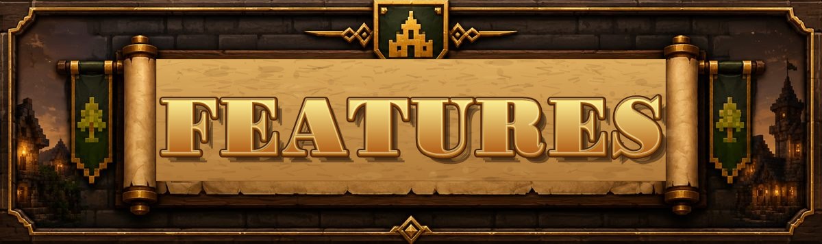 Towny-Themed Banner with the Text "FEATURES".