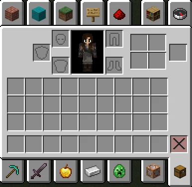 Creative inventory with crafting 2x2 grid