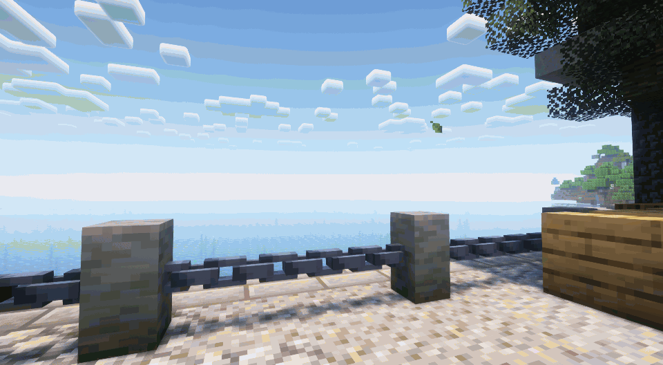 An animated gif showcasing the difference between vanilla and the custom chains