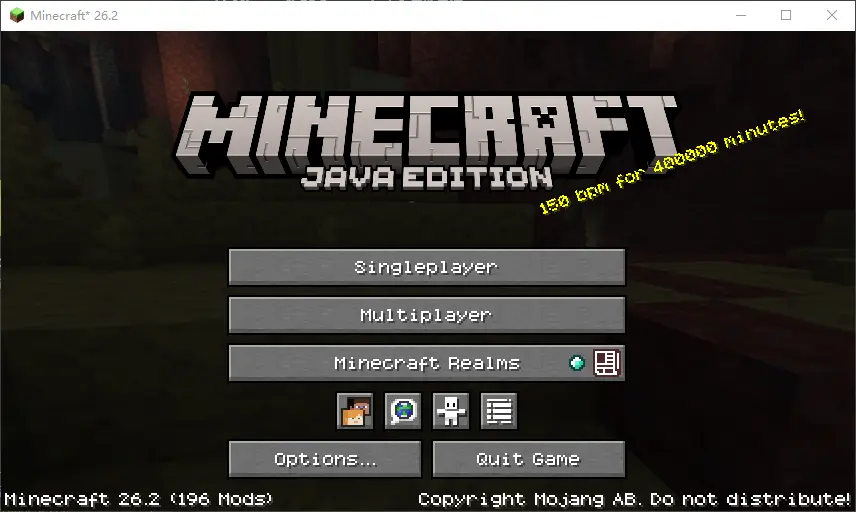 The main menu with the font