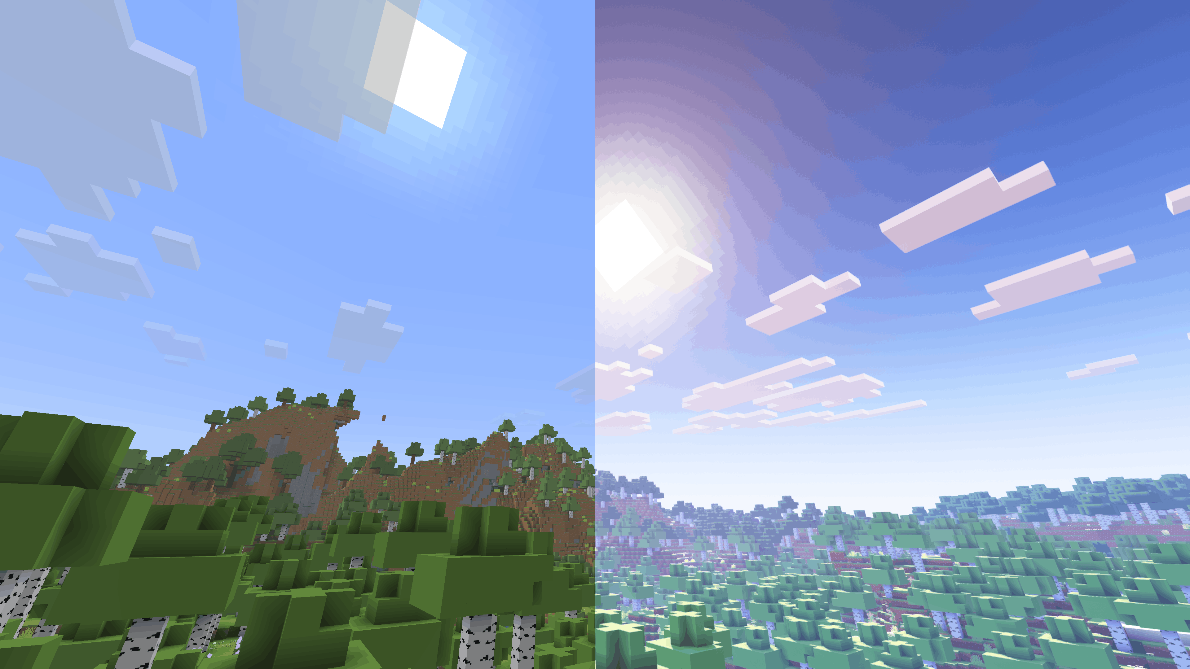 Left is vanilla, right is BSL shaders