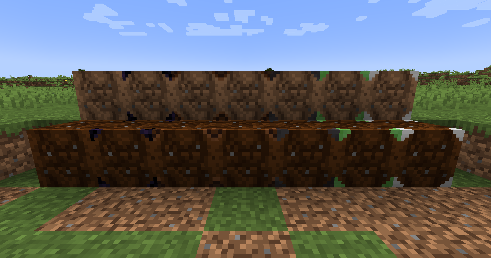 All dirt crates in a line