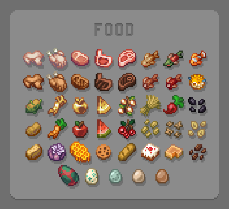 All the food related items in the mod