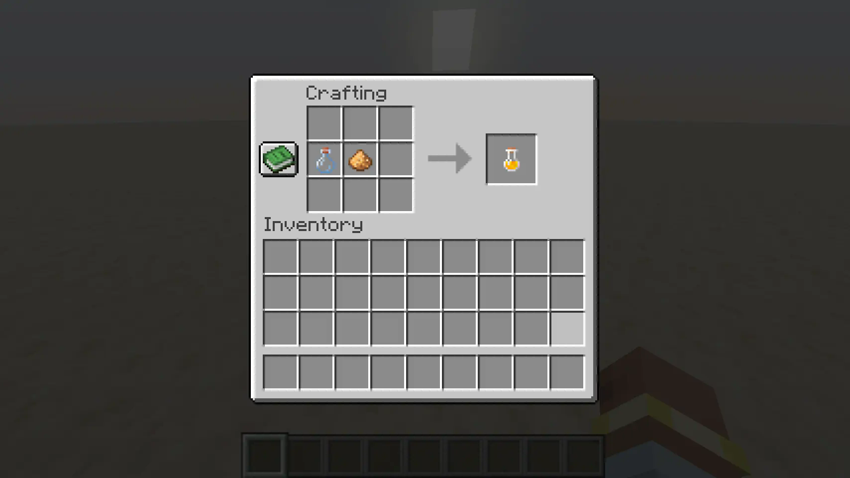 crafting recipe for a bottle of glowstone dust