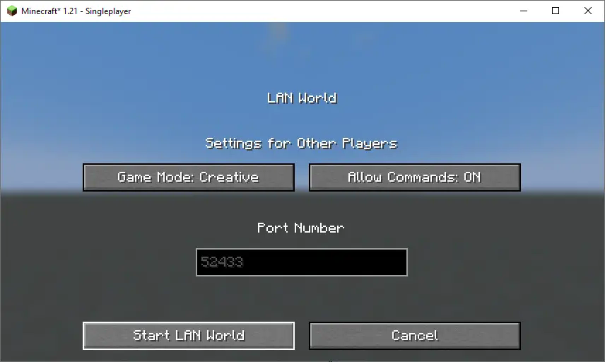 LAN World MC Screen