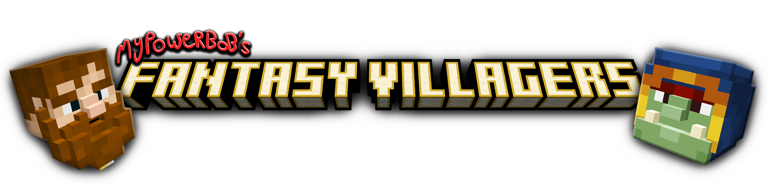 Title art with the name of the resource pack and the heads of a ginger dwarf and a wandering trader orc