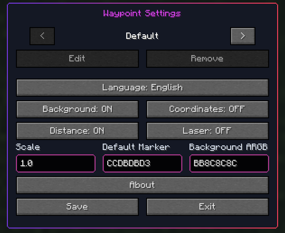 Waypoint settings