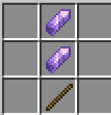 Two amethyst in middle top and middle and stick below amethyst in middle