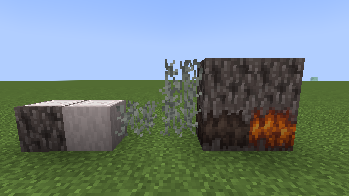 Screenshot showing blocks from the pale garden with my tweaked textures