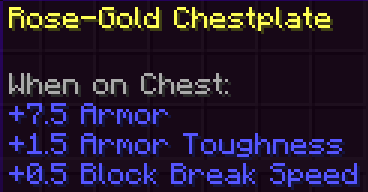 Stats of the rose-gold chestplate