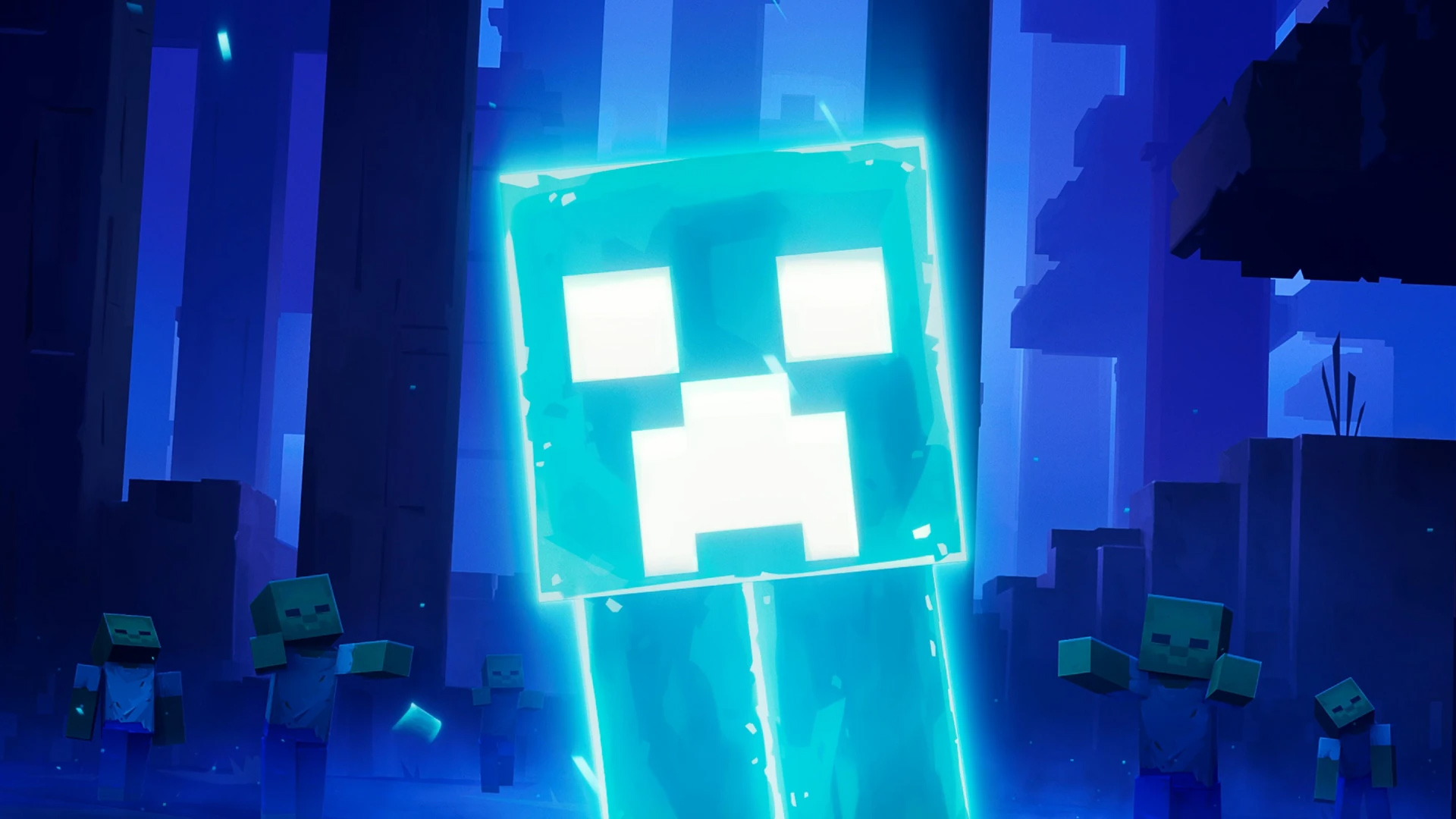 Landscape of Blue Creeper Design, from Official Minecraft Article