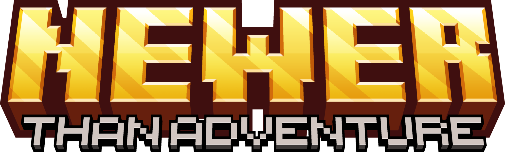 The Newer Than Adventure Logo. The text "NEWER" is in large, bold, golden letters and underneath in a smaller, thinner, more grey font is the text "THAN ADVENTURE".