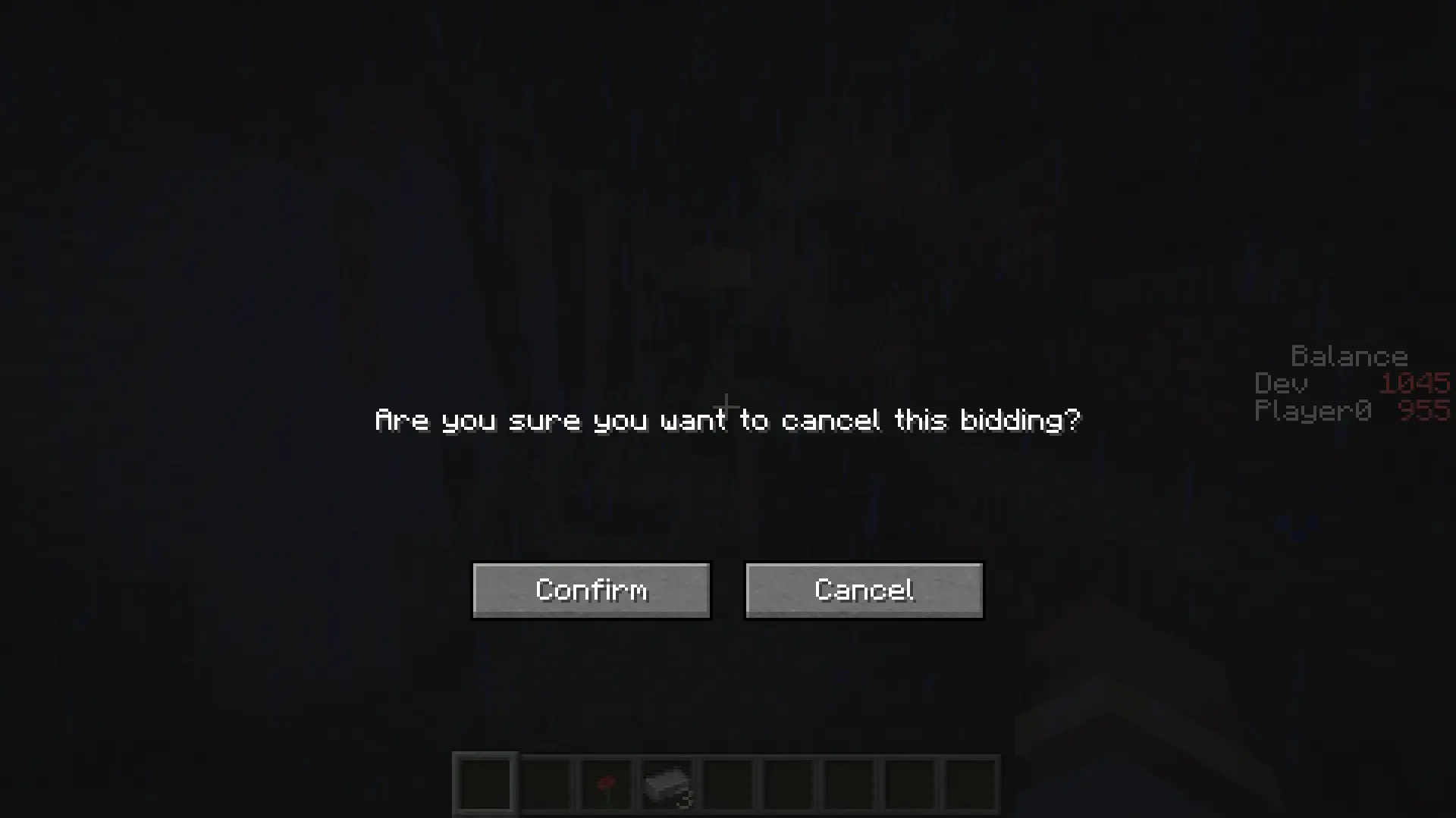 Screenshot of a confirmation screen for cancelling