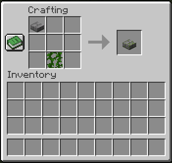 Crafting mossy stone brick slab in the crafting grid