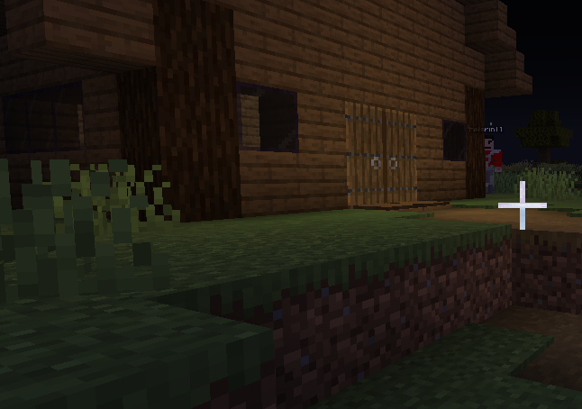 The Mimicer entity stalking the player at night near a his house.