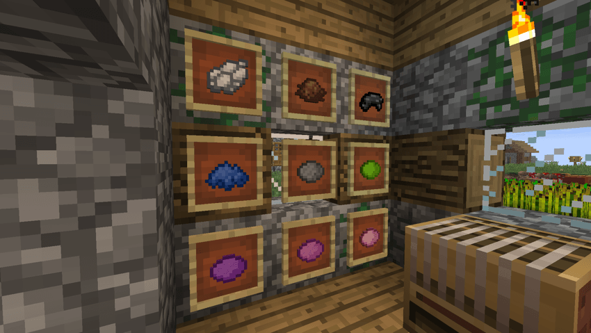 Several dyes on a wall
