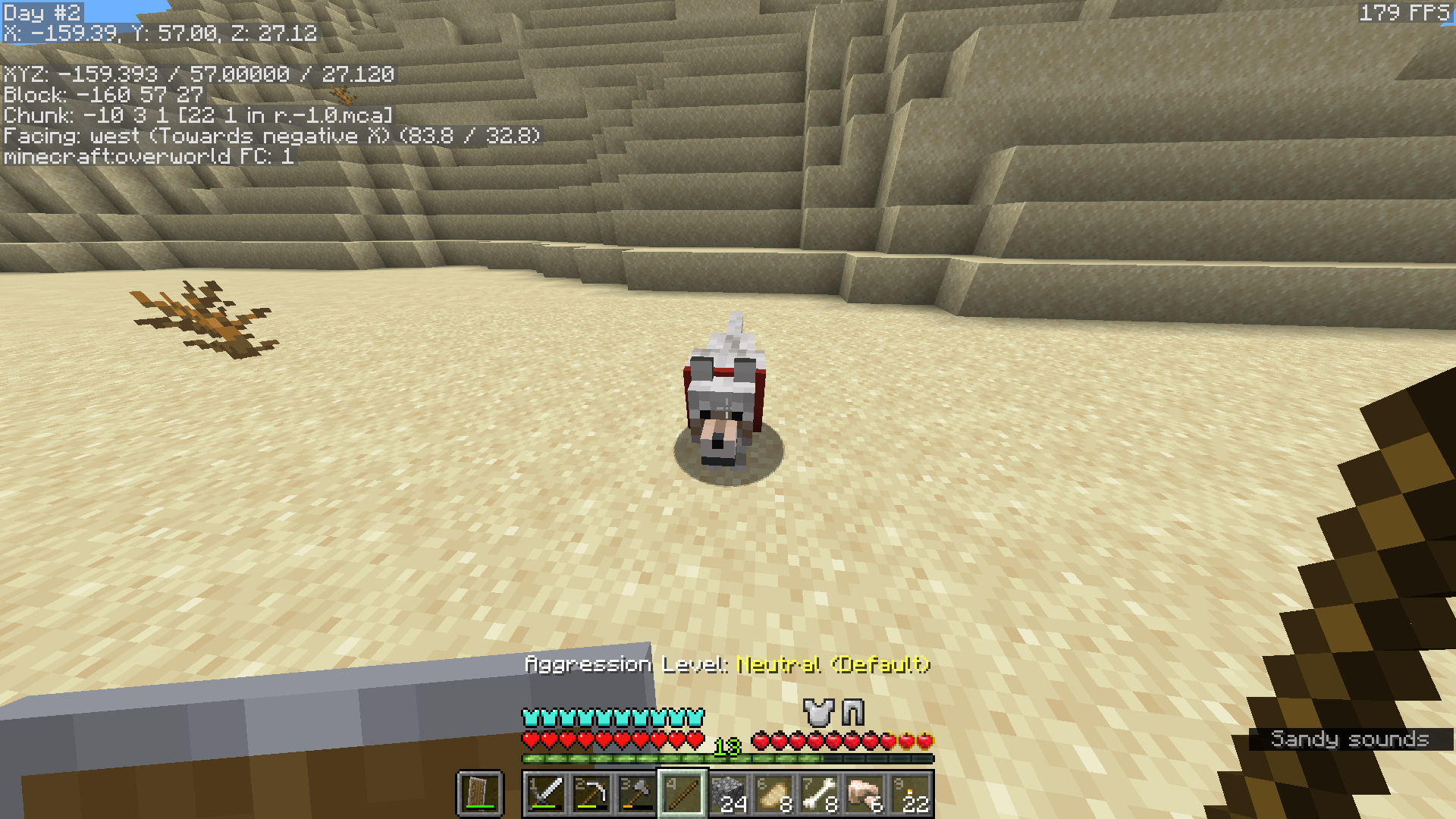 A player changing a dog's aggression level using a stick