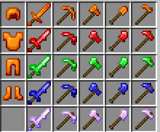 All the tools and armor in the mod