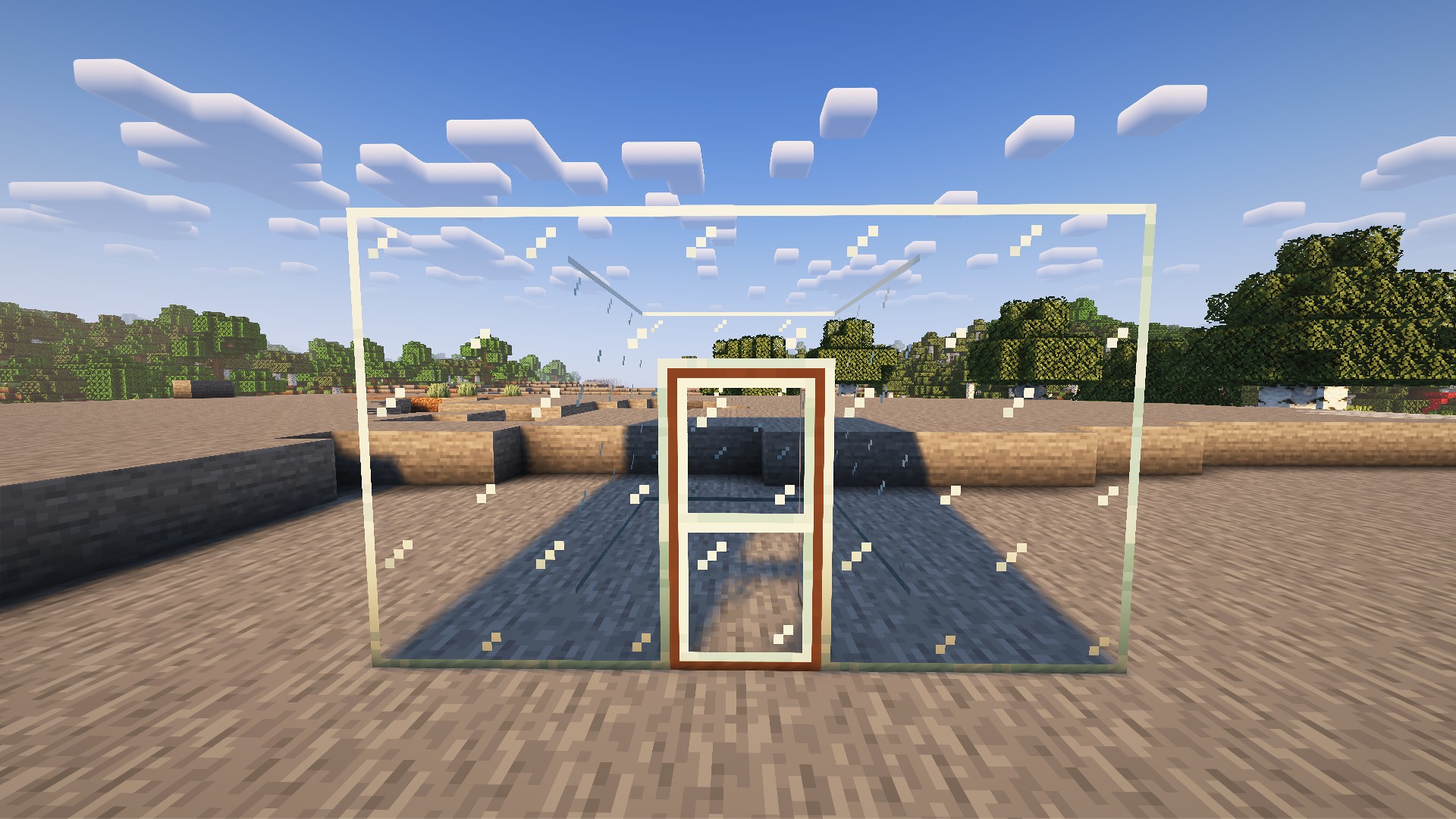 Glass pane door with glass blocks
