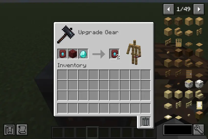 Duplicate Netherite Upgrade Smithing Templates with just 1 Diamond and 1 Netherrack.