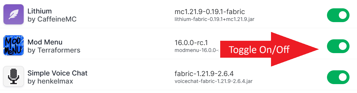 Modrinth App Toggle Button