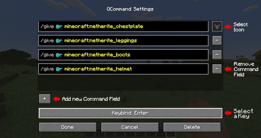 QCommand config