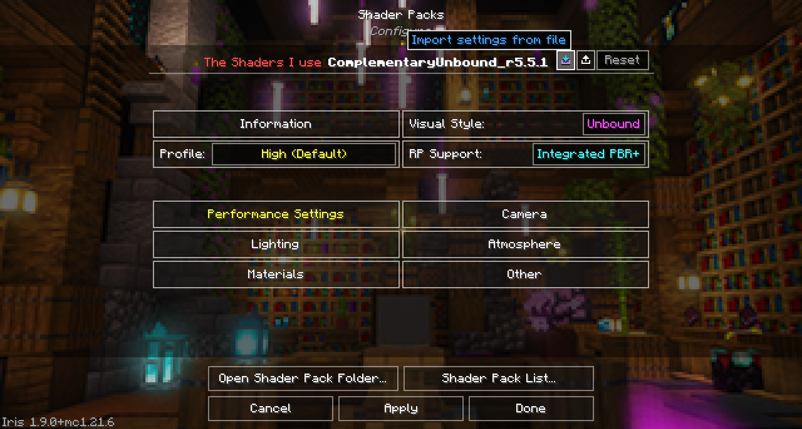 Importing Ludo's shaders setting.