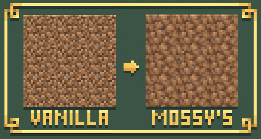 A side-by-side comparison of the vanilla dirt texture and the updated version in the resource pack, both tiled in 3x3 squares.