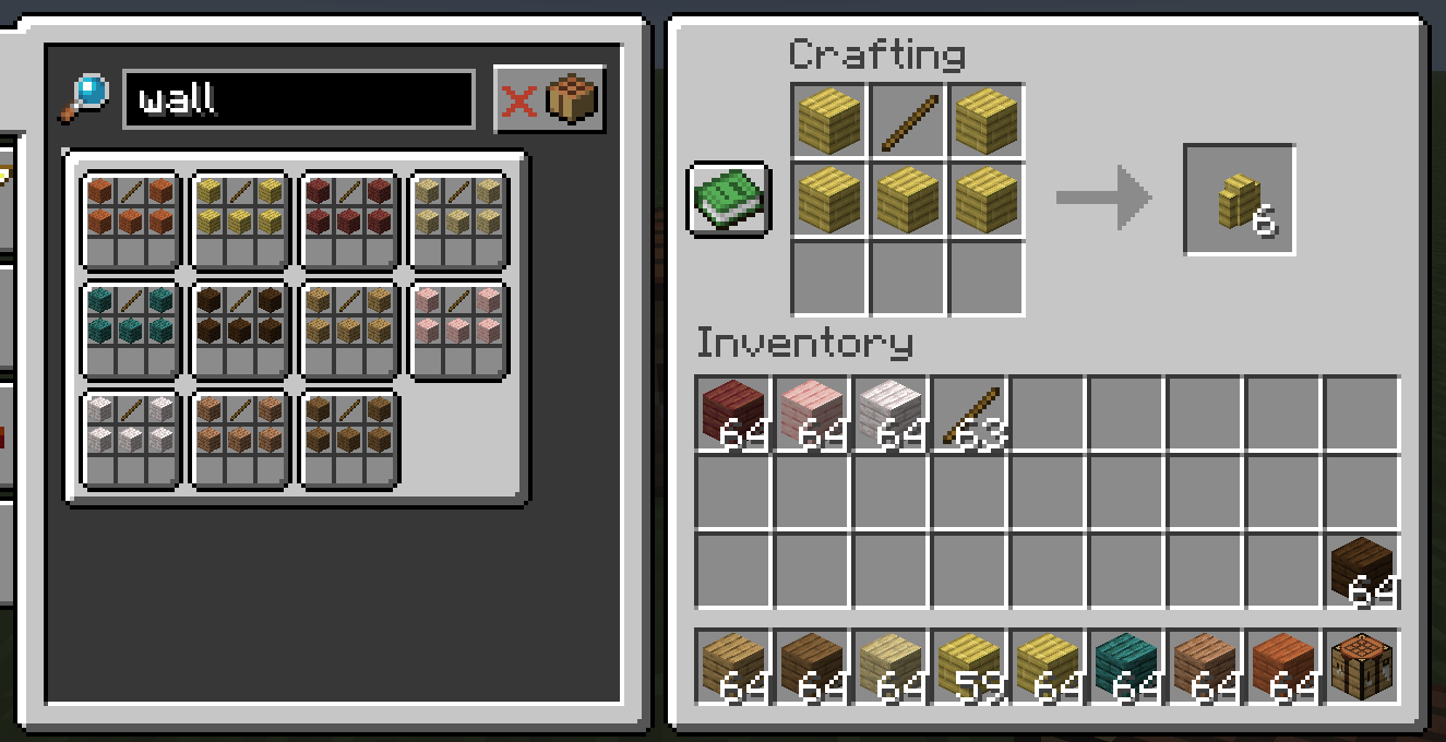 wooden walls crafting recipes
