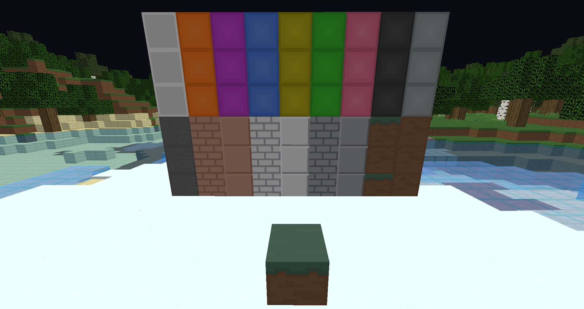 Blocks: Wool, Stone, Granite, Polished Granite, Diorite, Polished Diorite, Andesite, Polished Andesite, Grass Block, Dirt