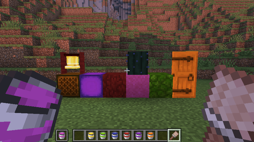 Various minecraft blocks colored various other colors