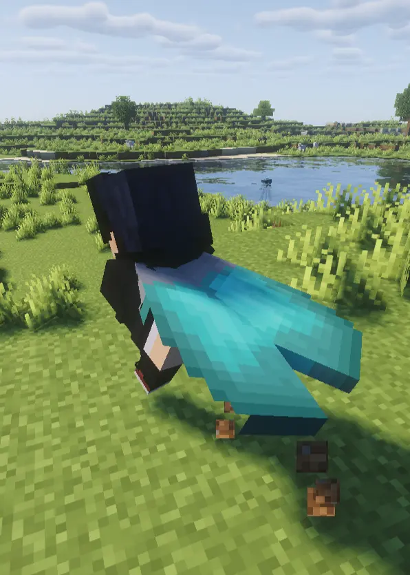 Example of Elytra in game Model while Running