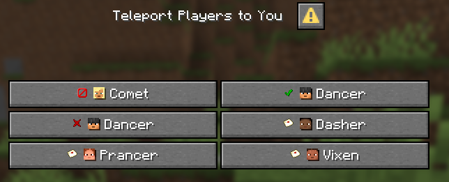 Dialog of player names