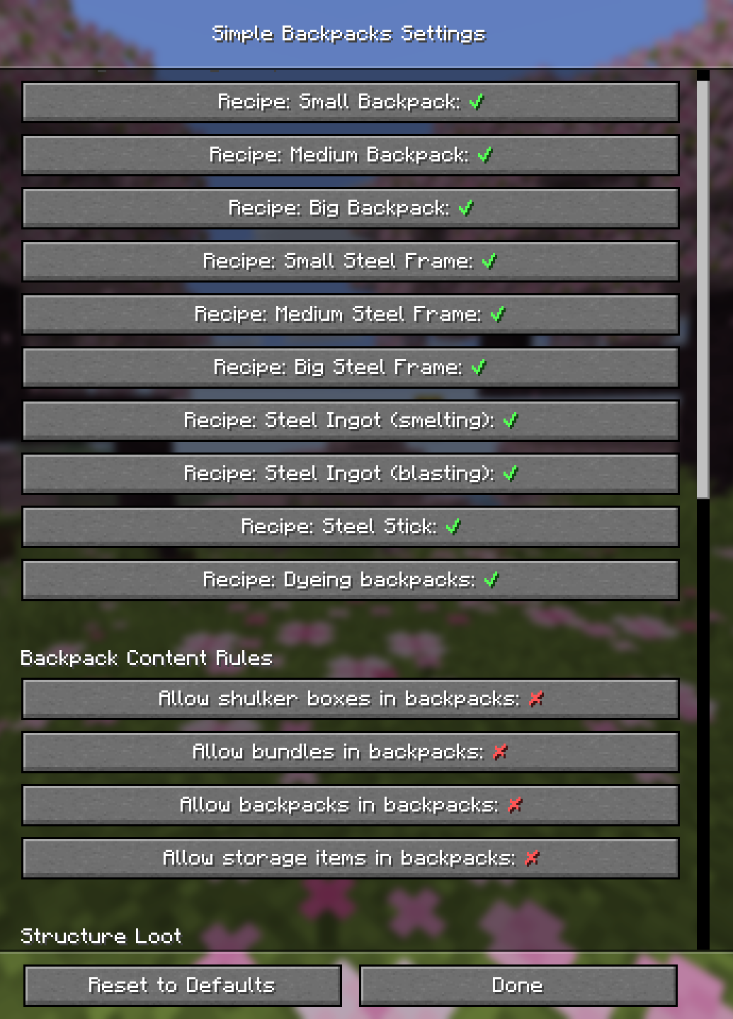 Many many settings to config mod to your taste!