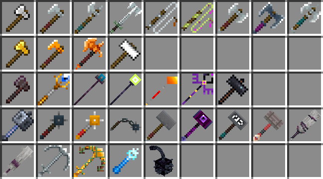 Custom axes and maces.