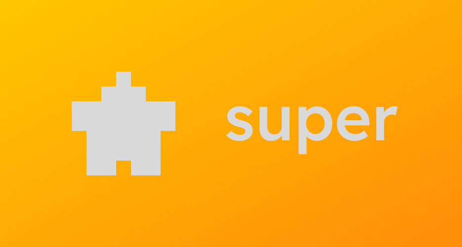 star with text that says "super", yellow background