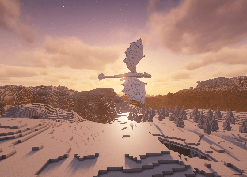 A white dragon eclipsing the morning sun