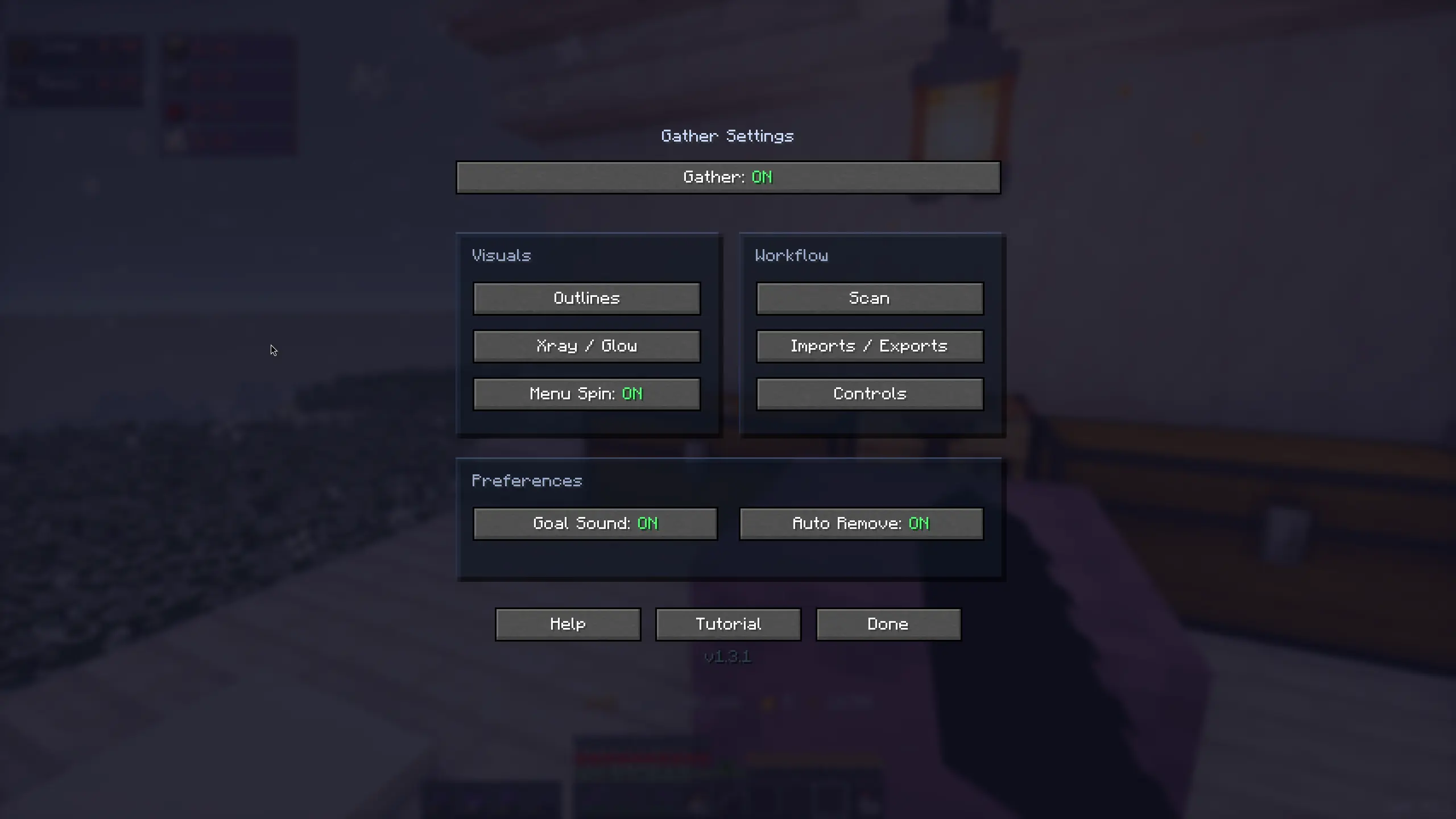 Settings screen showcase showing customization options for the mod