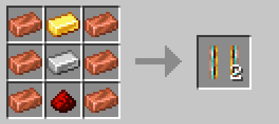 Recipe: 6 copper ingots, 1 iron ingot, 1 gold ingot, and 1 redstone dust crafts 2 powered maglev rails