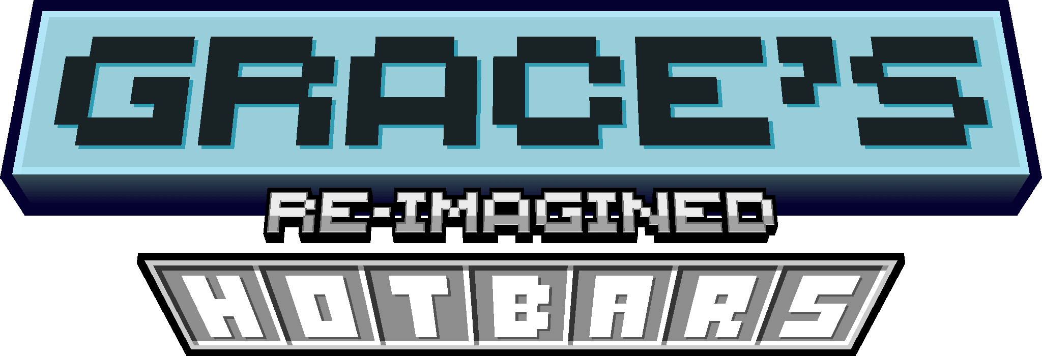 A Blockbench Minecraft logo of Grace's Re-imagined Hotbars