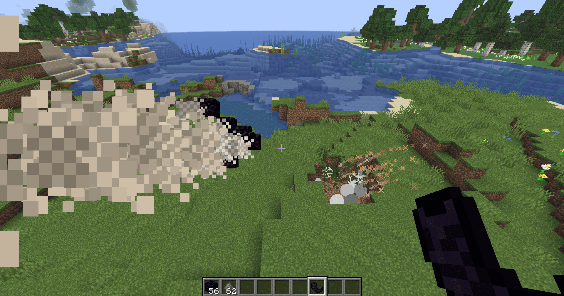 Player firing a scattershot, in a plains biome