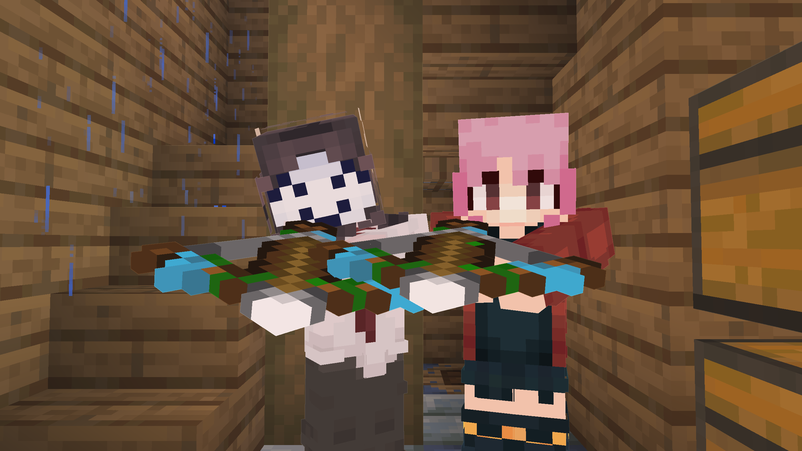 Two players holding the 